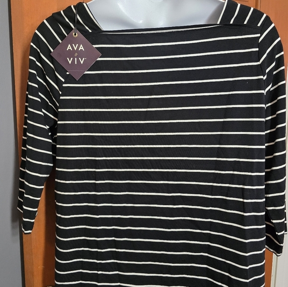Ava & viv womens plus black white stripe shirt blouse sz 2x nwt - Picture 5 of 5